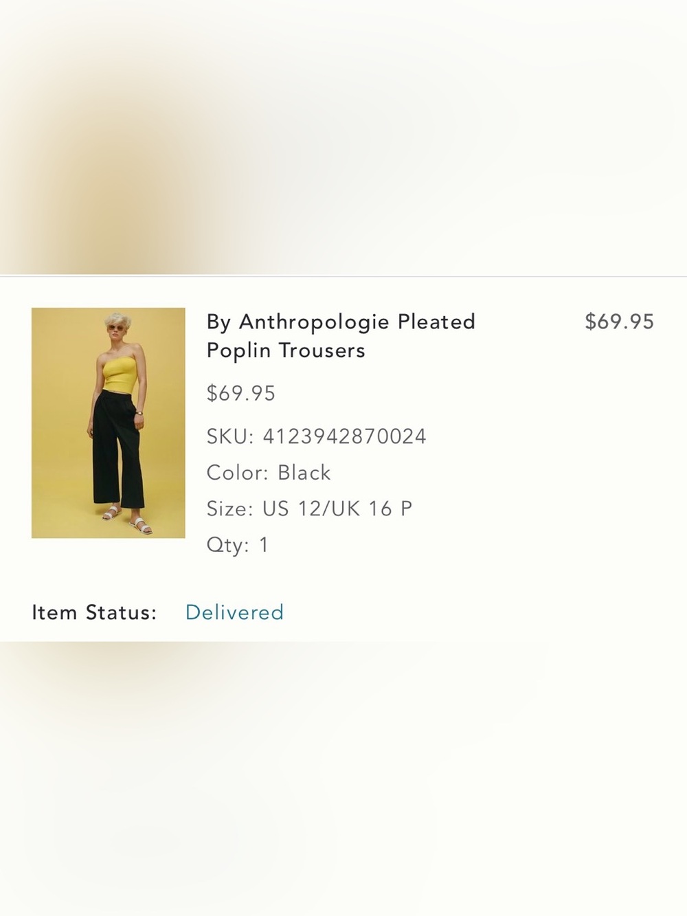 Anthropologie 100% Cotton Black Pleated Poplin Trousers